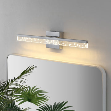 Mario Modern Contemporary 360-Degree Rotatable Iron/Seeded Acrylic Integrated LED Vanity Light - JONATHAN Y